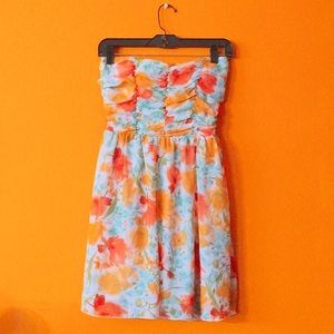 Strapless Floral Dress